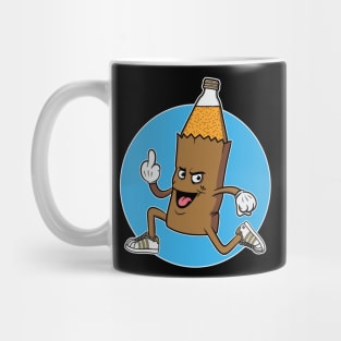 40oz Beer Bottle in a Brown Paper Bag Cartoony Mascot Mug